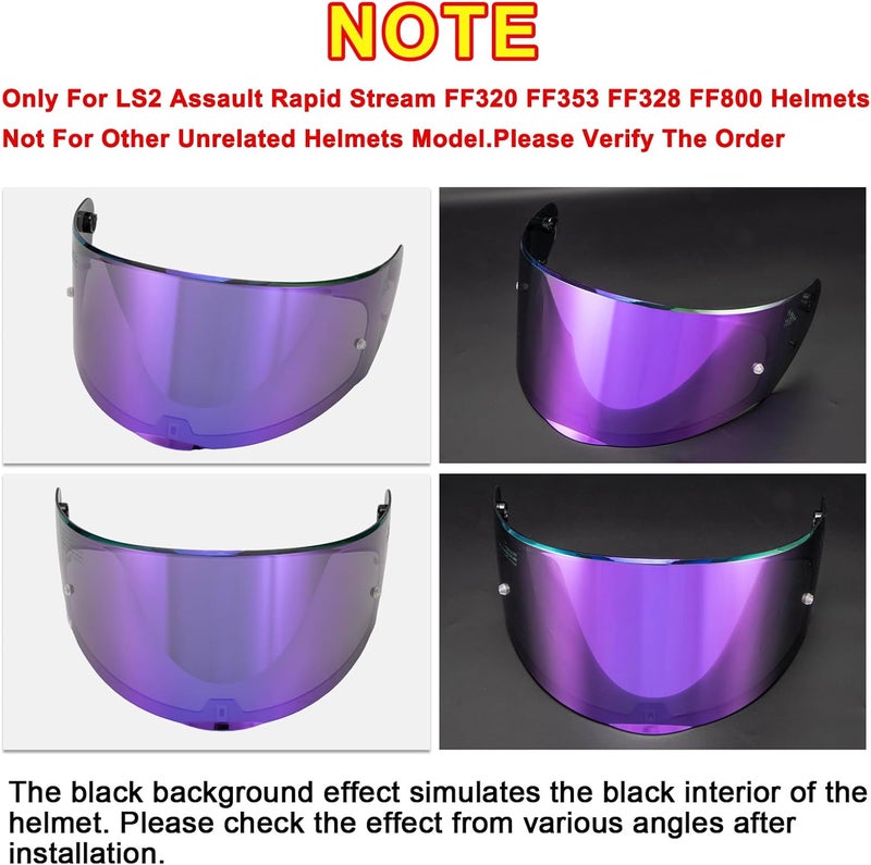 psler Assault Rapid Helmet Visor - Motorcycle Helmet Face Shield Accessories Replacement for Assault Rapid FF320 FF353 FF328 FF800,Deep Purple - Image 2